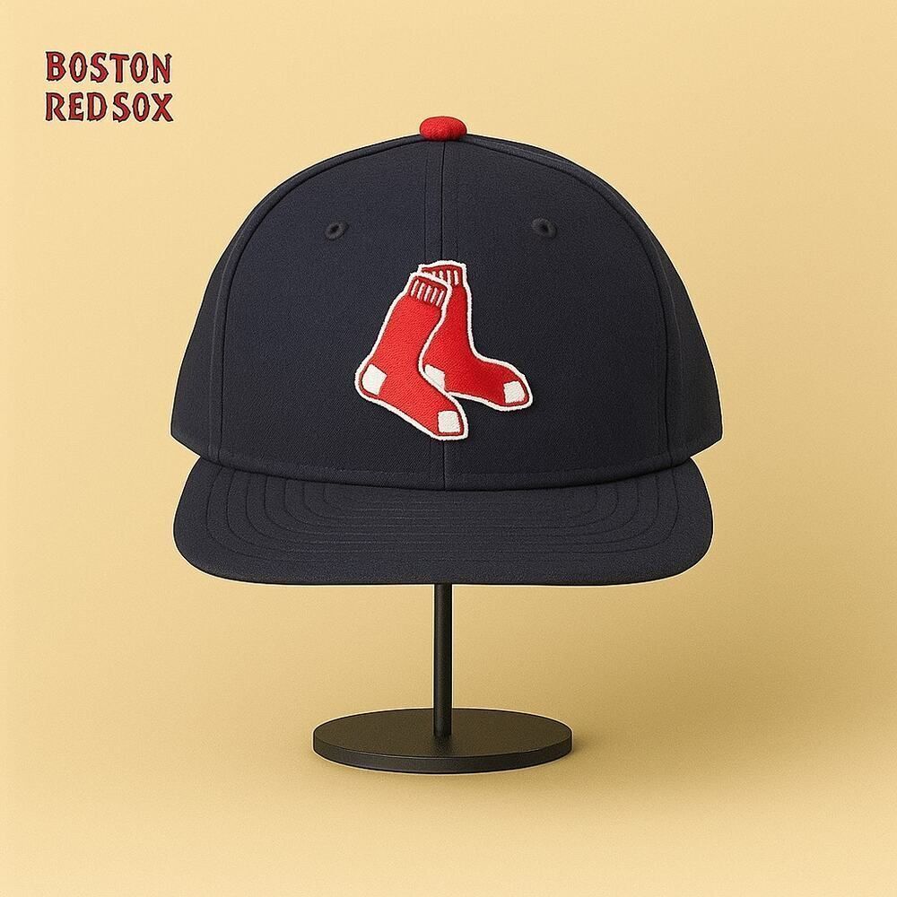 Boston Red Sox New Era Official On-Field Navy Red Embroidered Sock Cap Hat 7 3/8